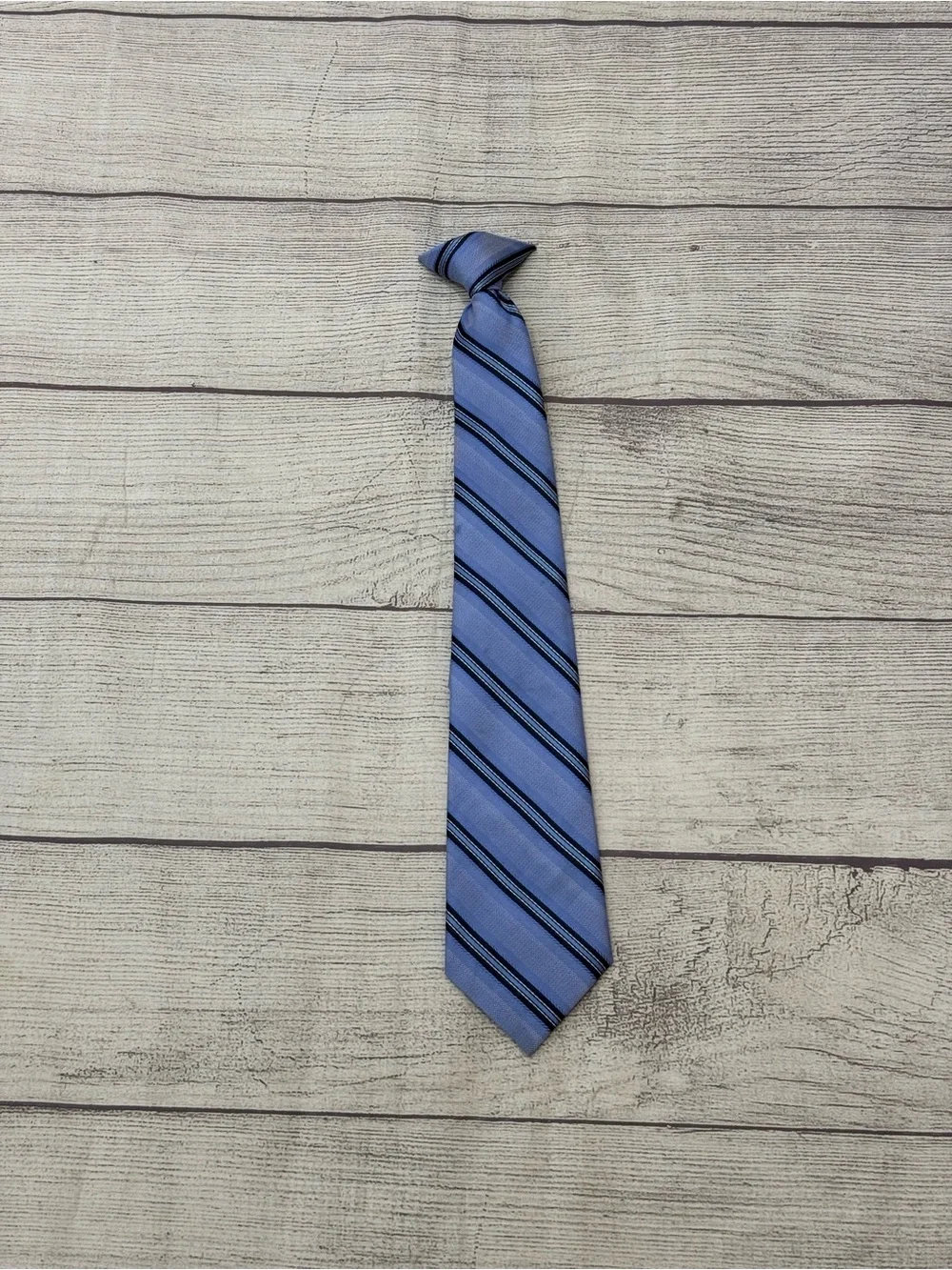 Boys Blue & Black Striped Pre-Tied Necktie 17